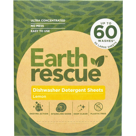 Earth Rescue Dishwasher Detergent Sheets Lemon Large 30 Pack