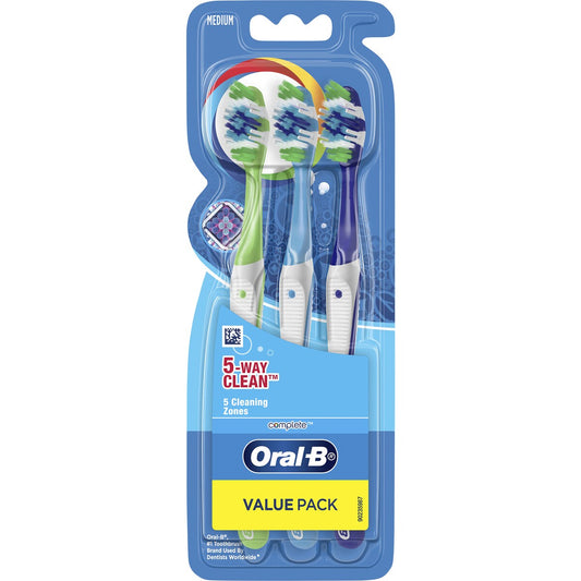 Oral-b 5 Way Clean Toothbrush In Pink, Blue, Navy 3 Pack