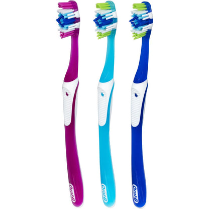 Oral-b 5 Way Clean Toothbrush In Pink, Blue, Navy 3 Pack