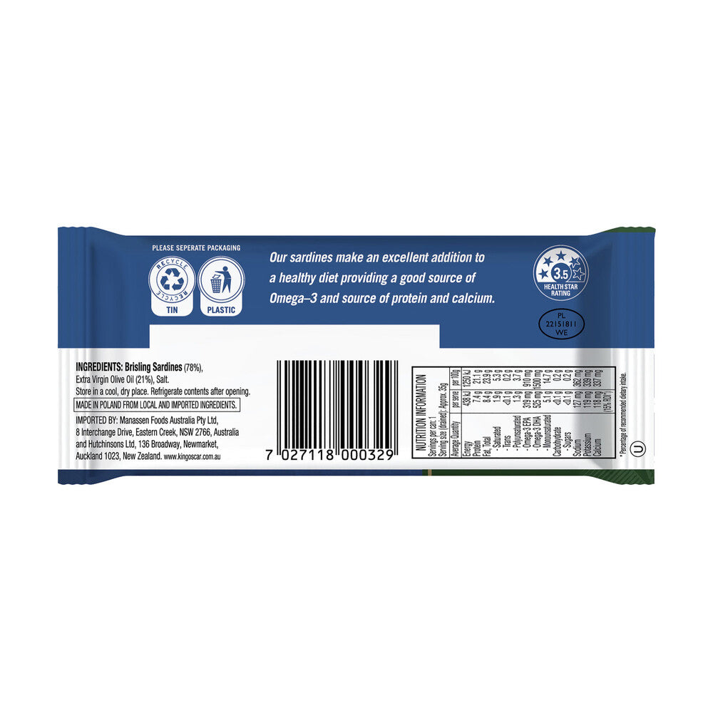 King Oscar Sardines In Olive Oil - 45g