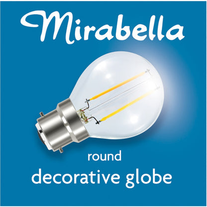 Mirabella Led Round Filament Clear Bc 2w 250lm Warm White 1 Pack
