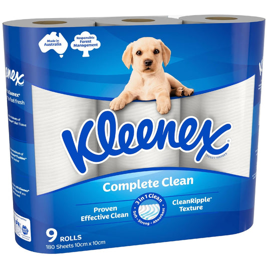 Kleenex Complete Clean Toilet Paper Toilet Tissue 9 Pack