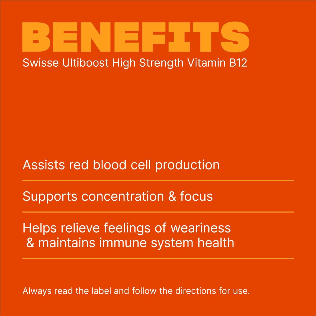 Swisse Ultiboost High Strength Vitamin B12 Tablets 60 pack