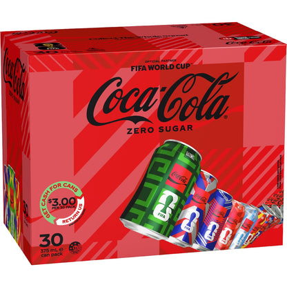 Coca-cola Zero Sugar Soft Drink Cans 375ml X 30 Pack