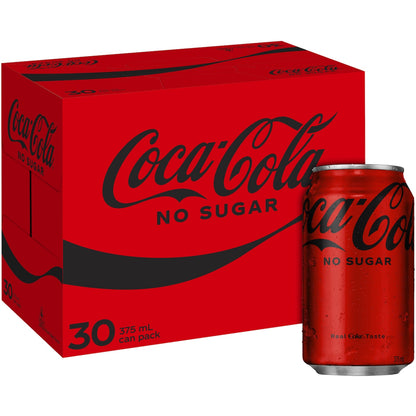 Coca-cola Zero Sugar Soft Drink Cans 375ml X 30 Pack