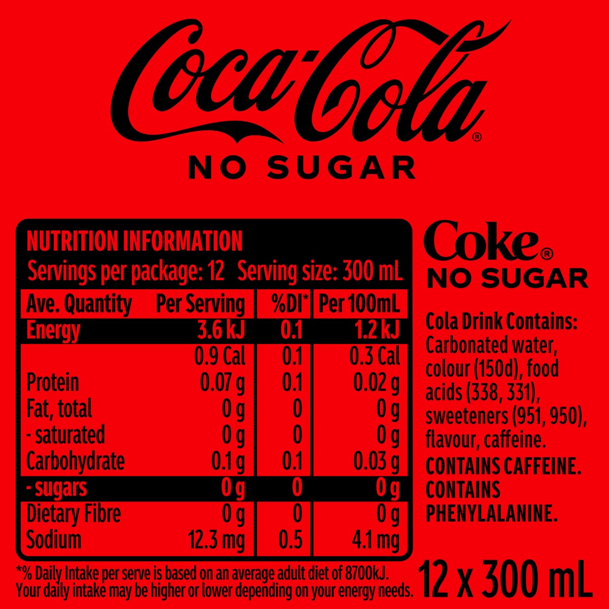 Coca - Cola Zero Sugar Soft Drink Mini Bottles 12 X 300ml