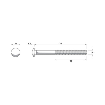 Zenith M10 x 130mm - Hot Dip Galvanised Cup Head Bolts & Nuts