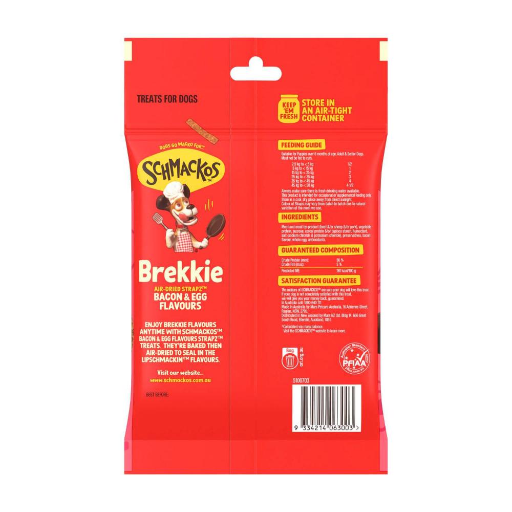 Schmackos Dog Treats Brekkie Bacon & Egg Flavour Strapz - 200g
