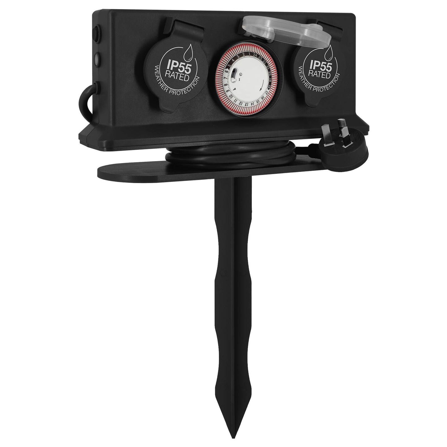 Arlec Outdoor Powerboard with Timer - 4 Outlet - 1.8m - Dark Grey