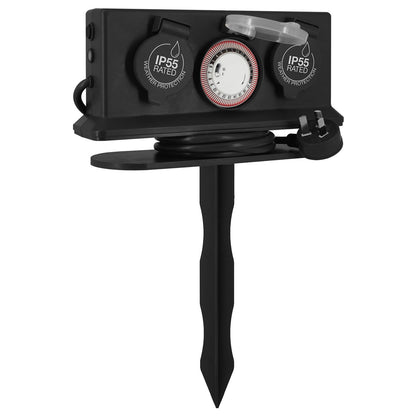 Arlec Outdoor Powerboard with Timer - 4 Outlet - 1.8m - Dark Grey