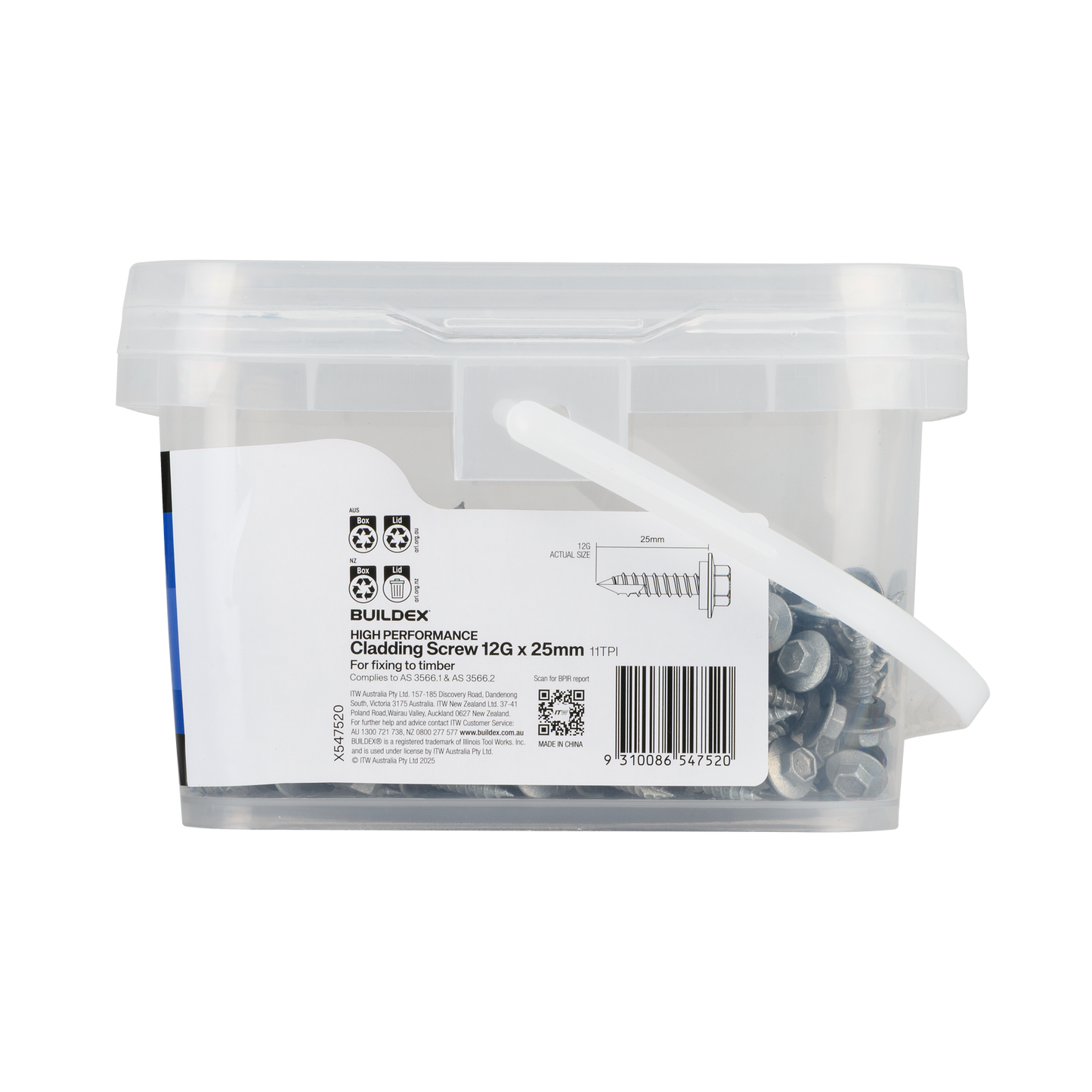 Buildex Cladding Screws - 12g x 25mm - 500 Pack