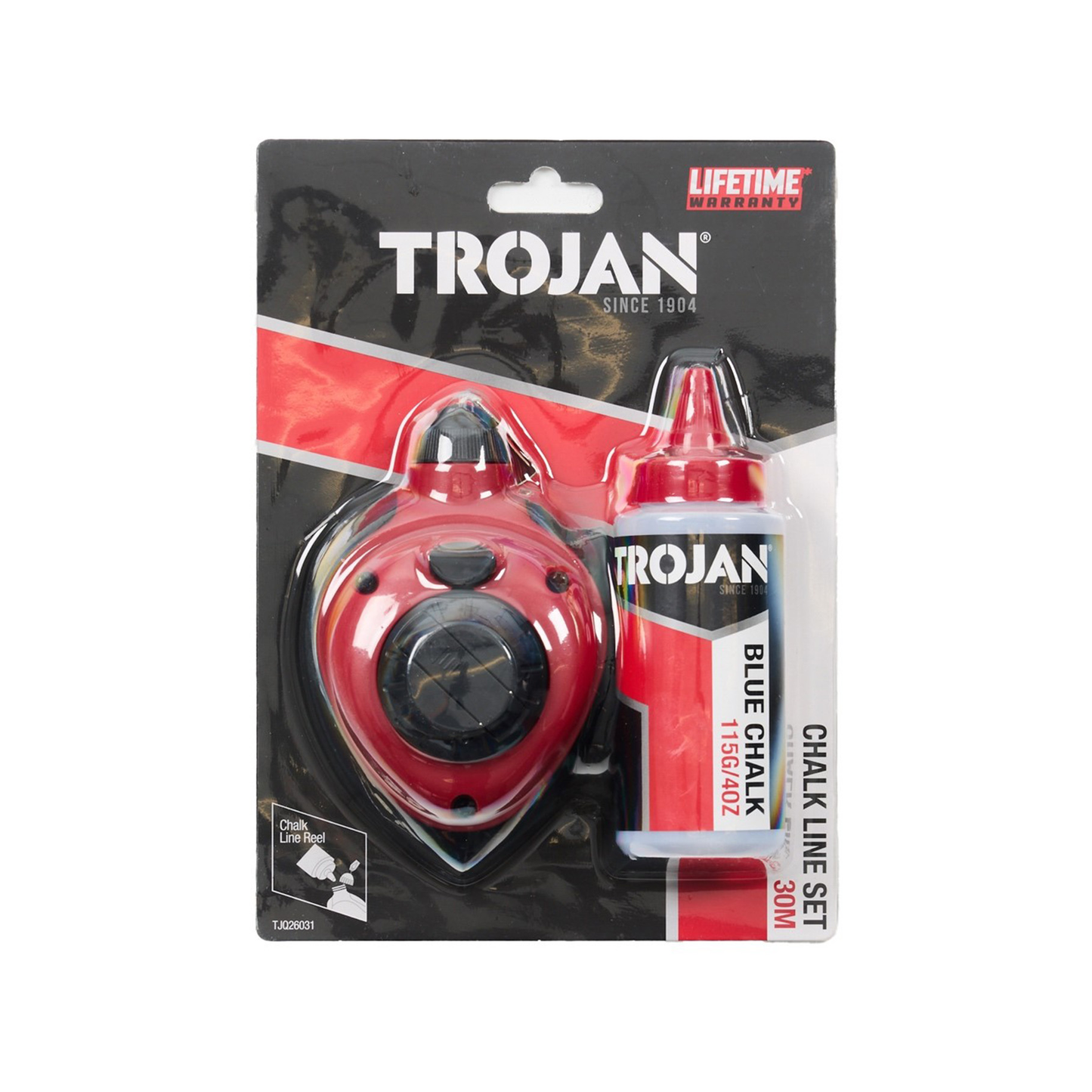 Trojan Chalk Line Set - 30m - 115g Blue Chalk
