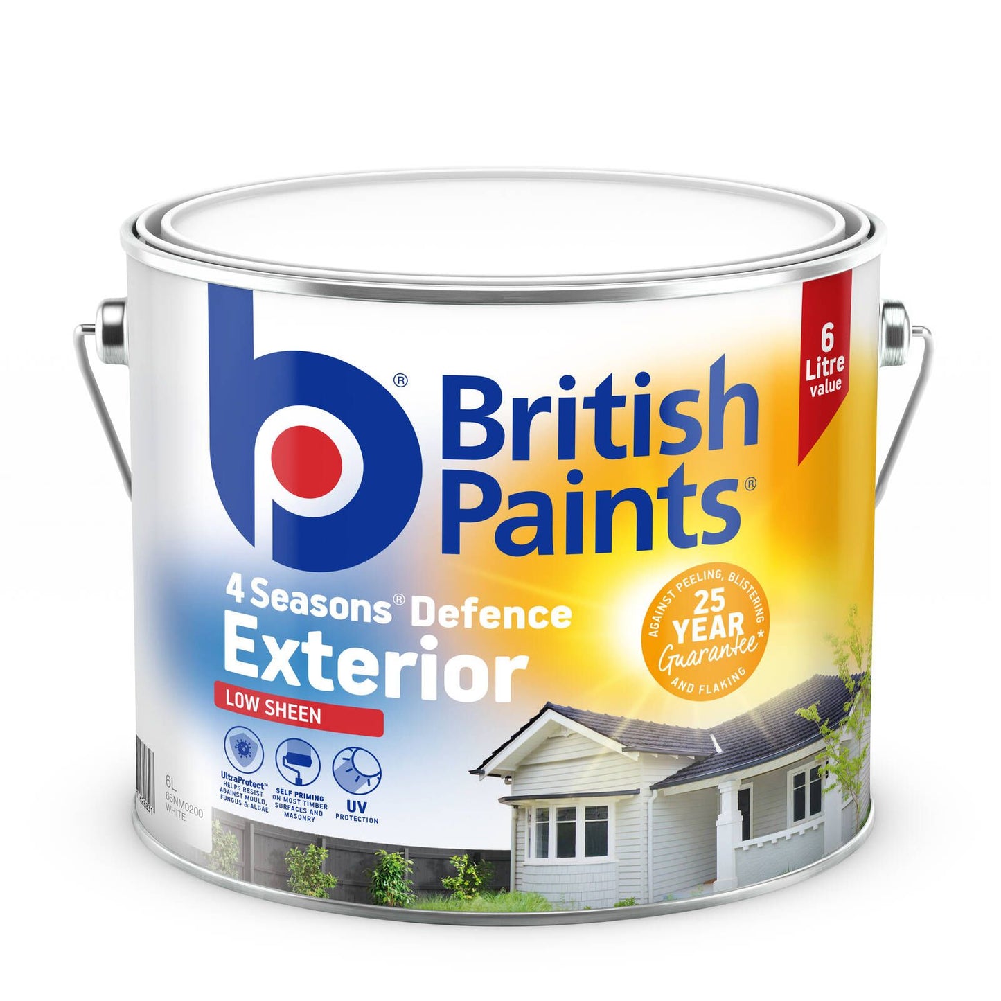 British Paints 4 Seasons Low Sheen Exterior Paint - 6L - White