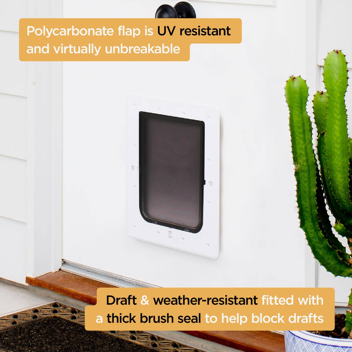 Hakuna Pets Large White Super Tough Pet Door 295mm x 425mm Durable