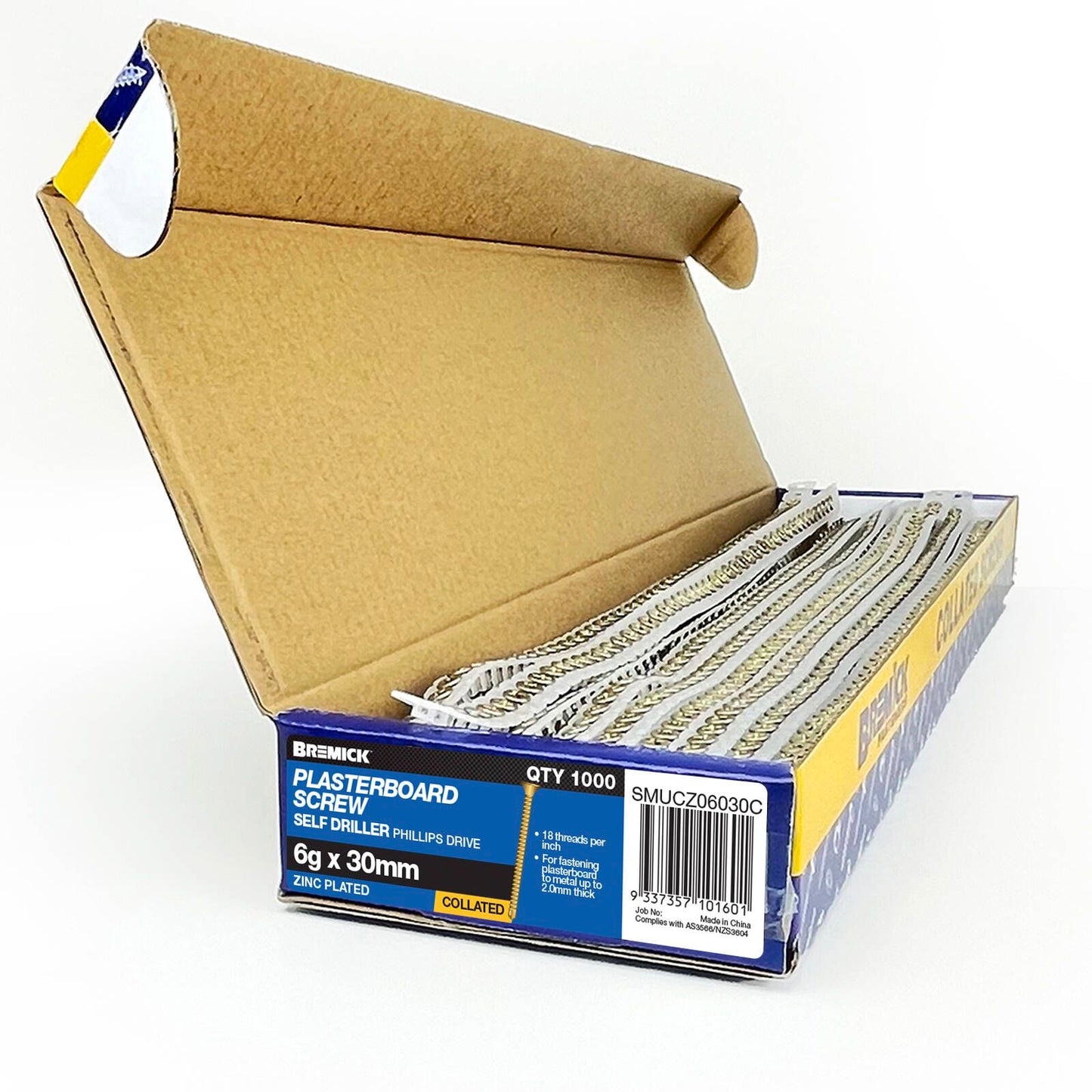 Bremick Collated Screw - 6g x 30mm - Zinc Yellow - 1000 Pack