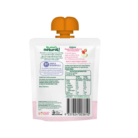 Little Bellies Organic Strawberry & Apple Oat Smoothie 6+ Months - 90g