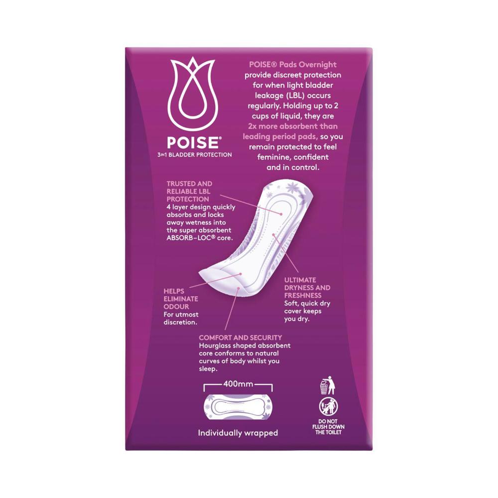 Poise Pads For Bladder Leaks Overnight - 8 pack