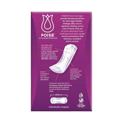 Poise Pads For Bladder Leaks Overnight - 8 pack