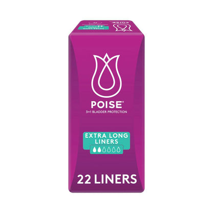 Poise Liners For Bladder Leaks Extra Long - 22 pack
