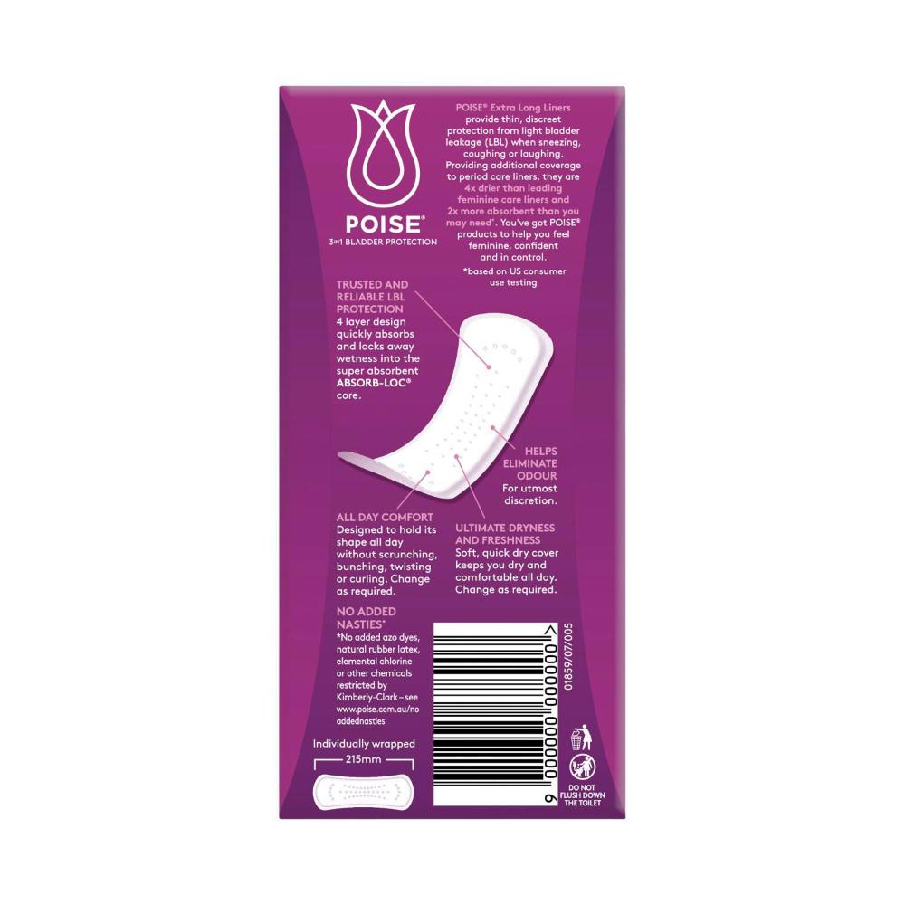 Poise Liners For Bladder Leaks Extra Long - 22 pack
