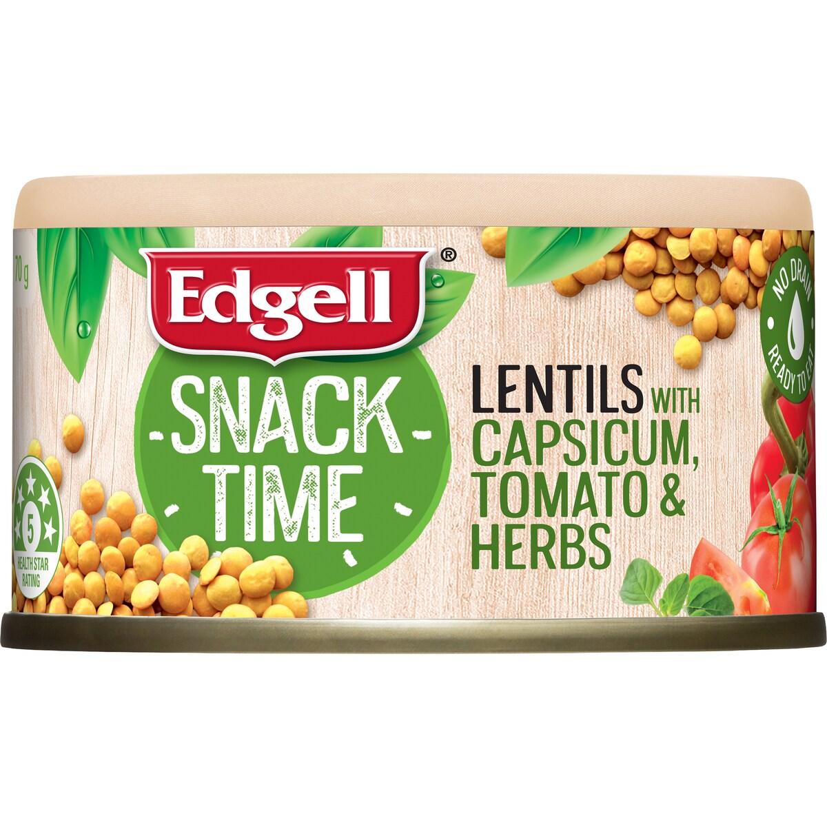 Edgell Snack Time Lentils With Capsicum Tomato & Herbs 70g