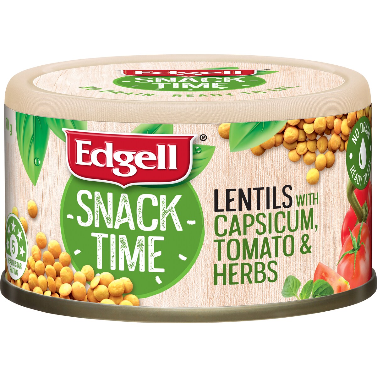Edgell Snack Time Lentils With Capsicum Tomato & Herbs 70g