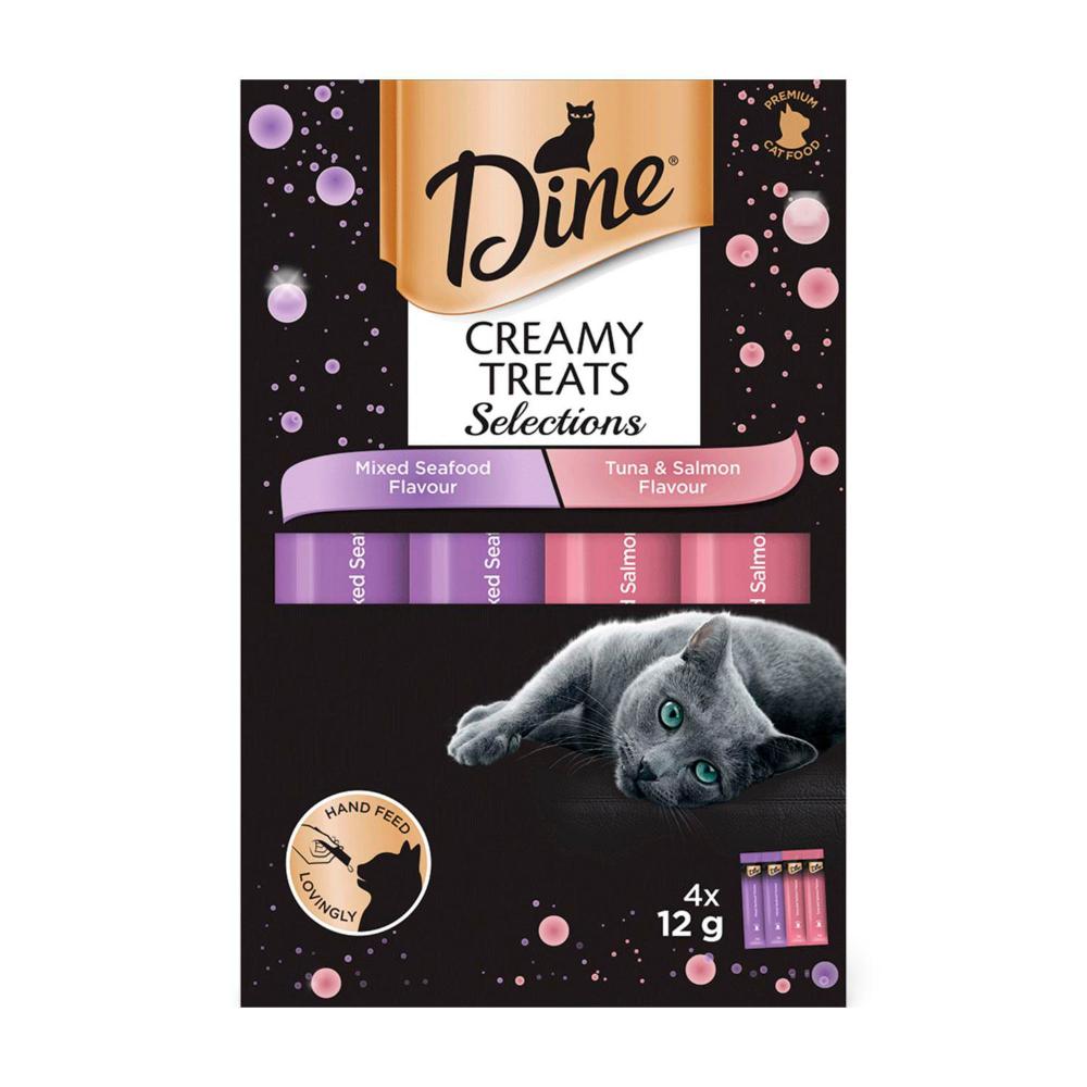 Dine Creamy Treats Cat Food Seafood & Tuna Salmon 4x12g - 4 pack