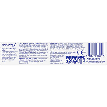 Sensodyne Rapid Relief Cool Mint Sensitive Toothpaste 100g