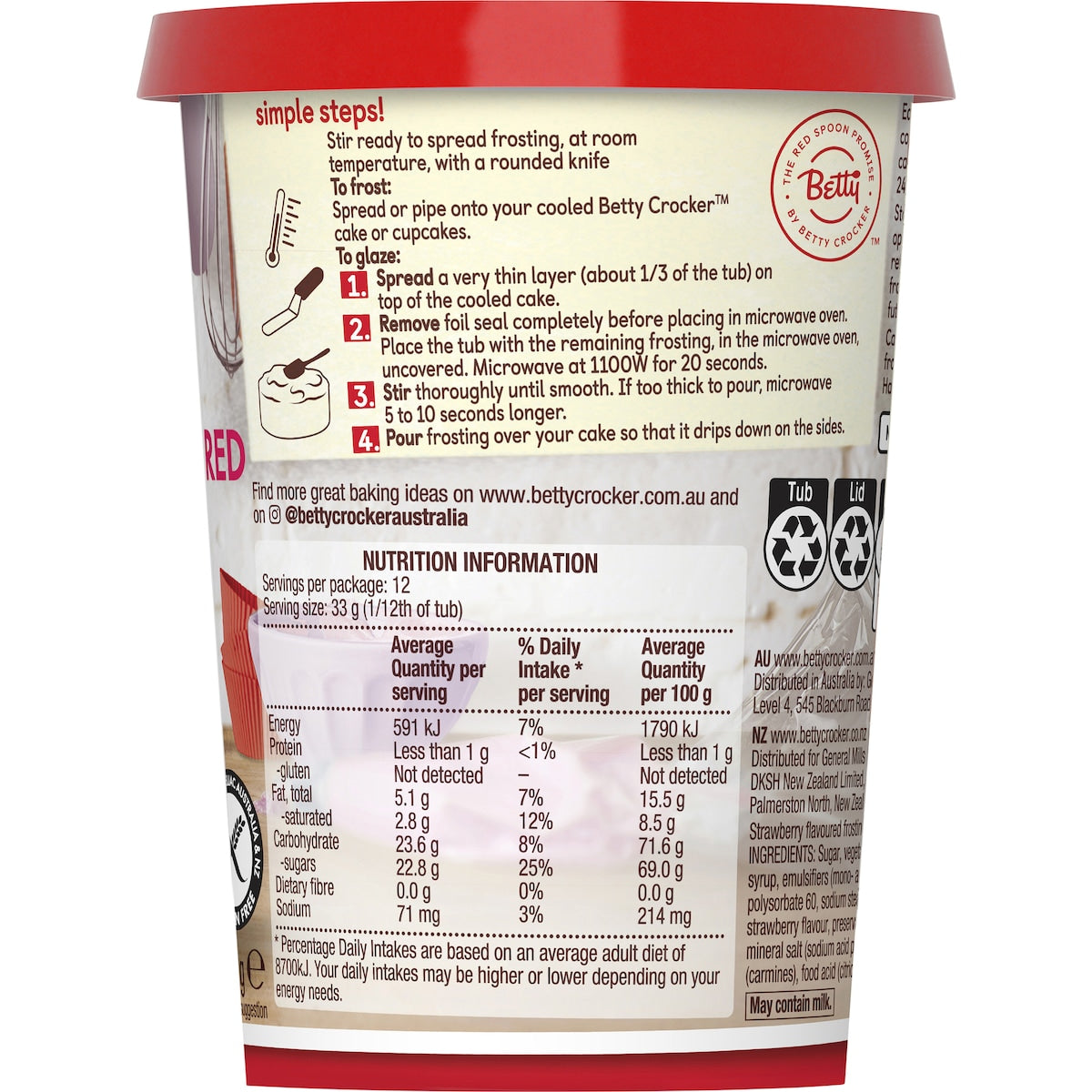 Betty Crocker Strawberry Gluten Free Frosting 400g