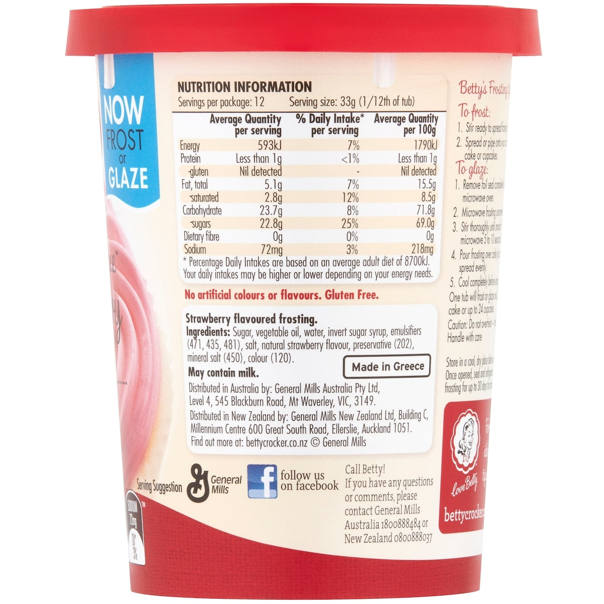 Betty Crocker Strawberry Gluten Free Frosting 400g