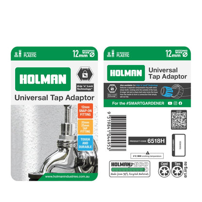 Holman Universal Tap Adaptor - 12mm - Plastic - Leak Proof Design