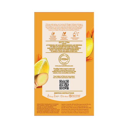 Twinings Lemon & Ginger Infusions Tea Bags 40 Pack - 60g