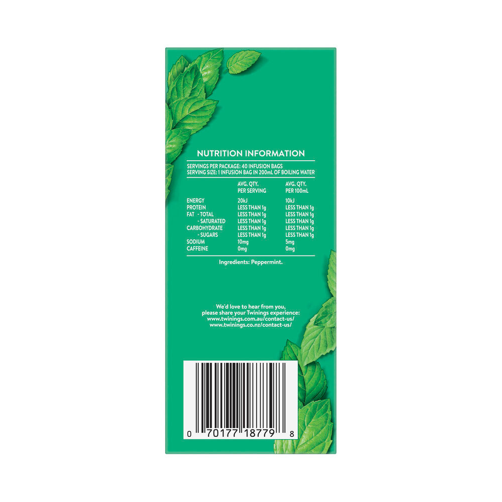 Twinings Pure Peppermint Herbal Infusions Tea Bags 40 Pack - 80g