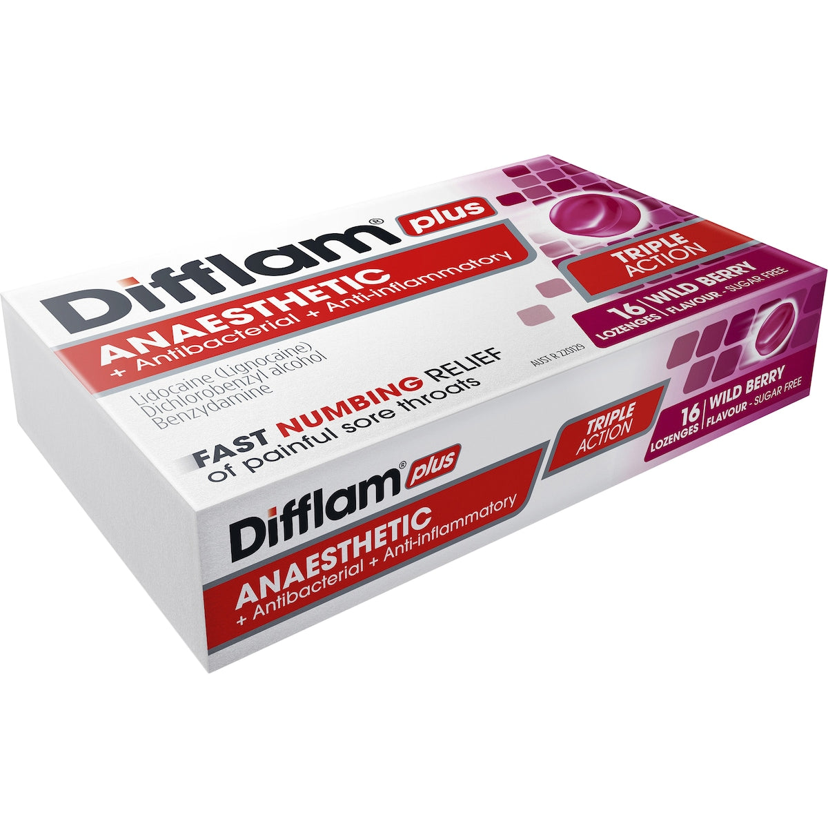Difflam Plus Sore Throat Lozenges + Anaesthetic Berry 16 Pack