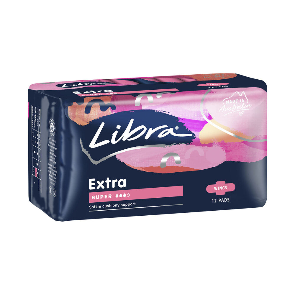 Libra Extra Super With Wings Pads - 12 pack