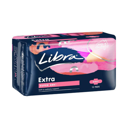 Libra Extra Super With Wings Pads - 12 pack