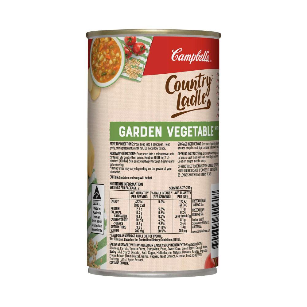 Campbell's Country Ladle Soup Can Garden Vegetable With Wholegrain Barley - 500g