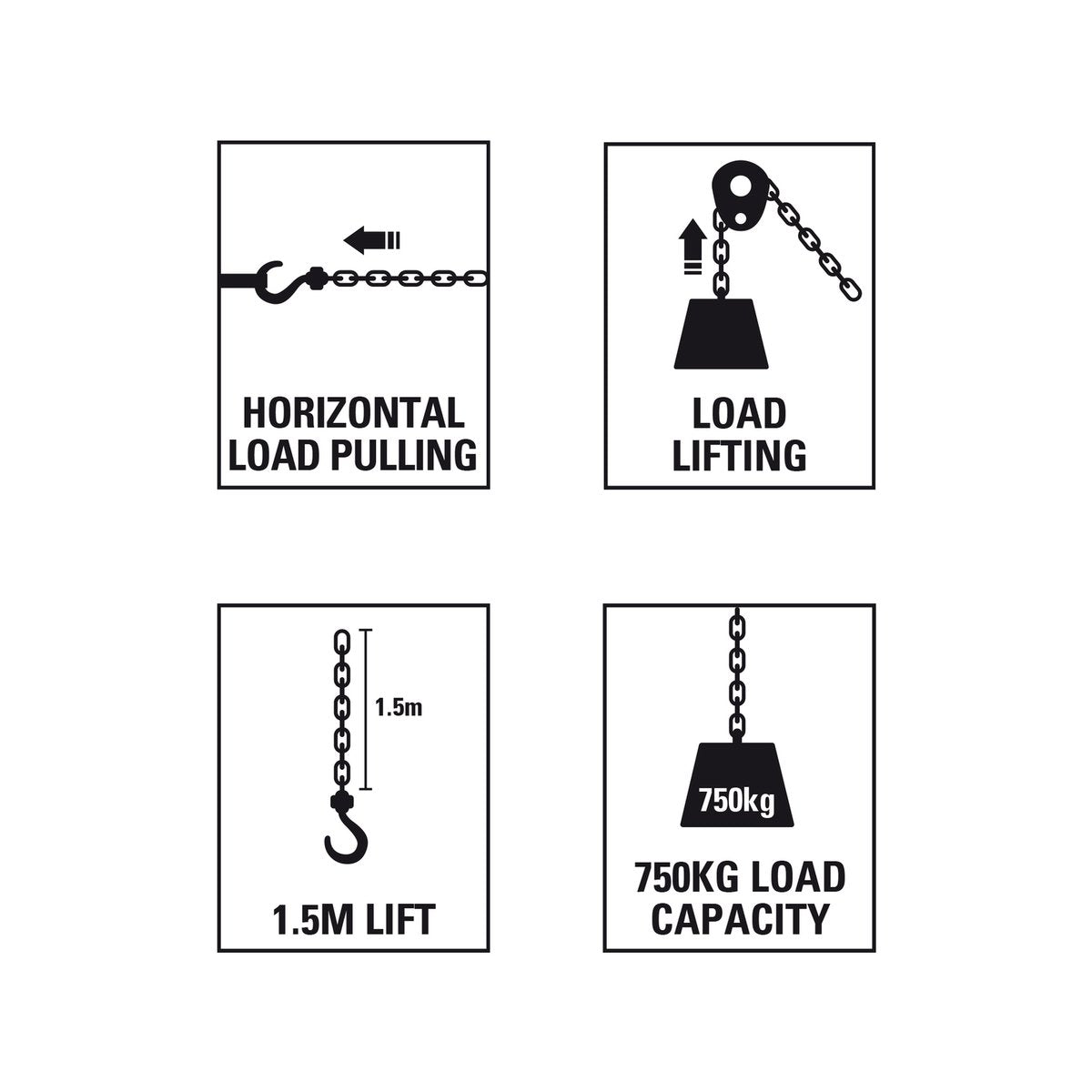 Gorilla Lever Block - 750kg - Steel - 1.5m Lift