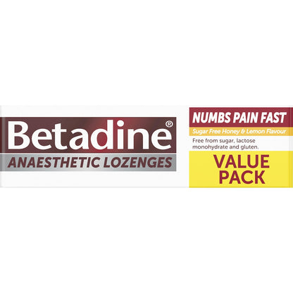 Betadine Sore Throat Lozenges Anaesthetic Honey & Lemon 36 Pack