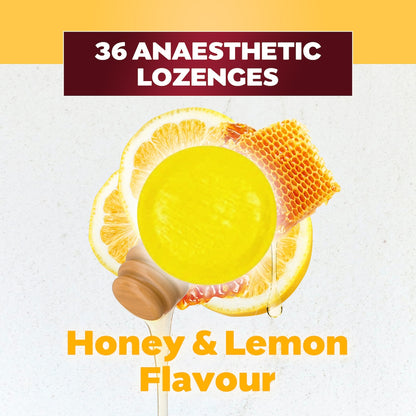 Betadine Sore Throat Lozenges Anaesthetic Honey & Lemon 36 Pack