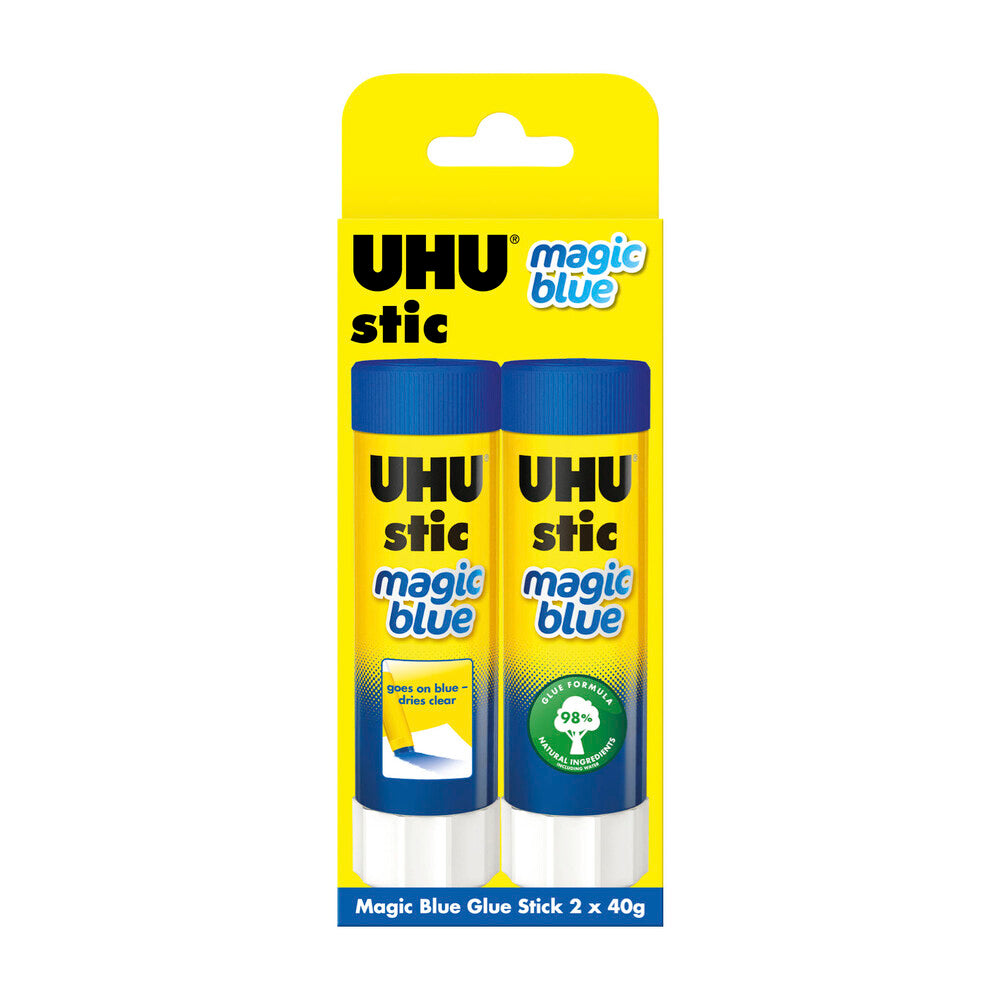 Uhu Magic Blue Glue Stick 2x40g - 2 Pack