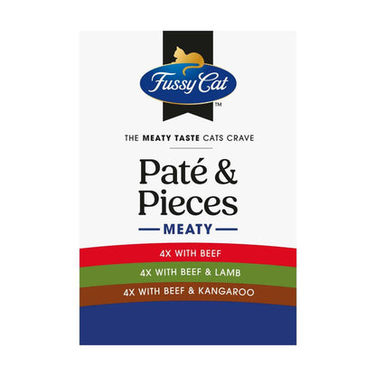 Fussy Cat Grain Free Twice As Tasty Wet Cat Food Pate & Pieces Meaty Moments 12x80g