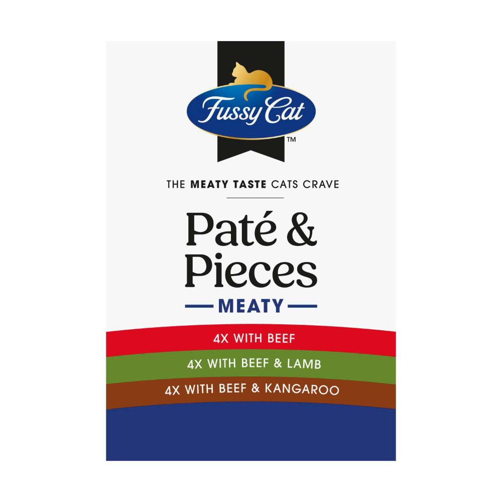 Fussy Cat Grain Free Twice As Tasty Wet Cat Food Pate & Pieces Meaty Moments 12x80g - 12 pack
