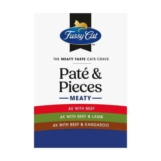 Fussy Cat Grain Free Twice As Tasty Wet Cat Food Pate & Pieces Meaty Moments 12x80g - 12 pack