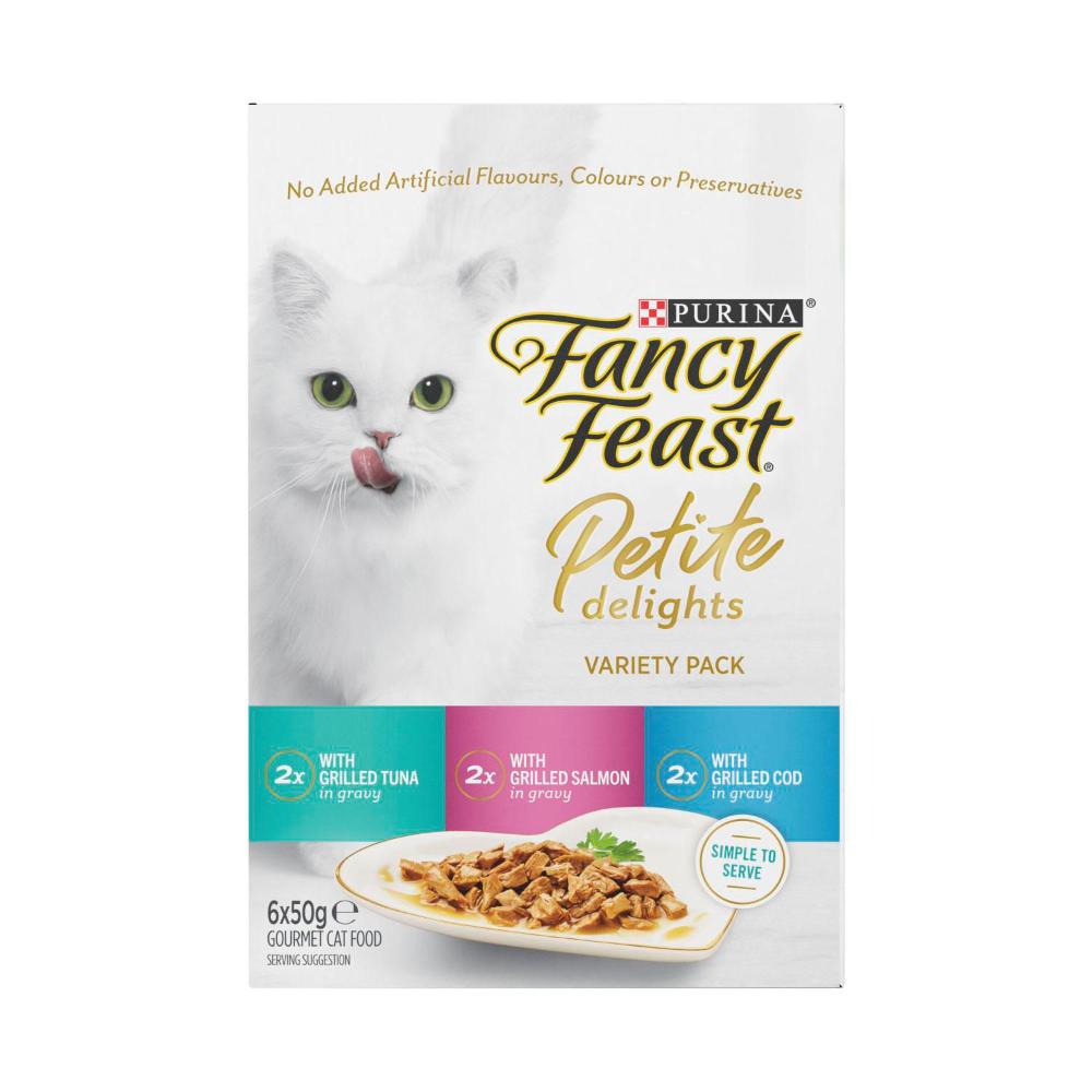 Fancy Feast Petite Delights With Grilled Tuna Salmon & Cod Cat Food 6x50g - 6 pack