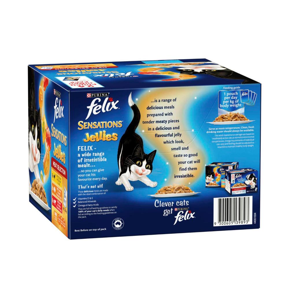 Felix Adult Sensations Jellies Meat Selection Cat Food 85g - 24 Pack