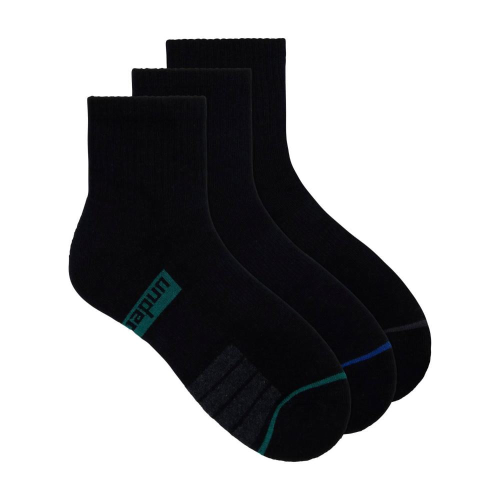 Underworks Mens Sports Quarter Crew White/black Size 5-8 Socks - 3 Pack