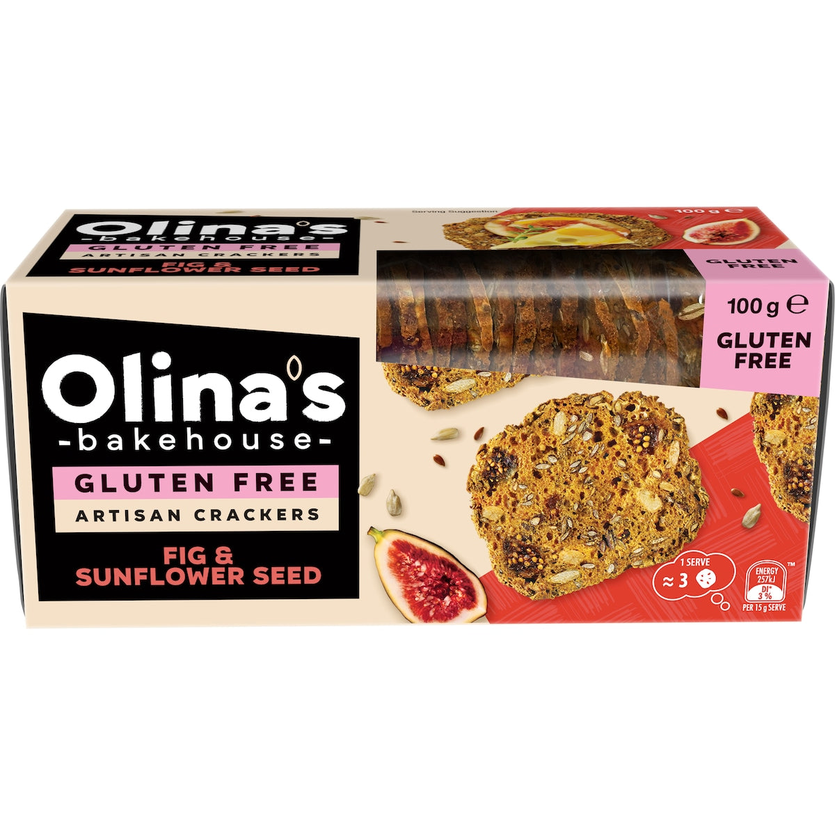 Olina's Bakehouse Gluten Free Sunflower Seed & Fig Cracker 100g
