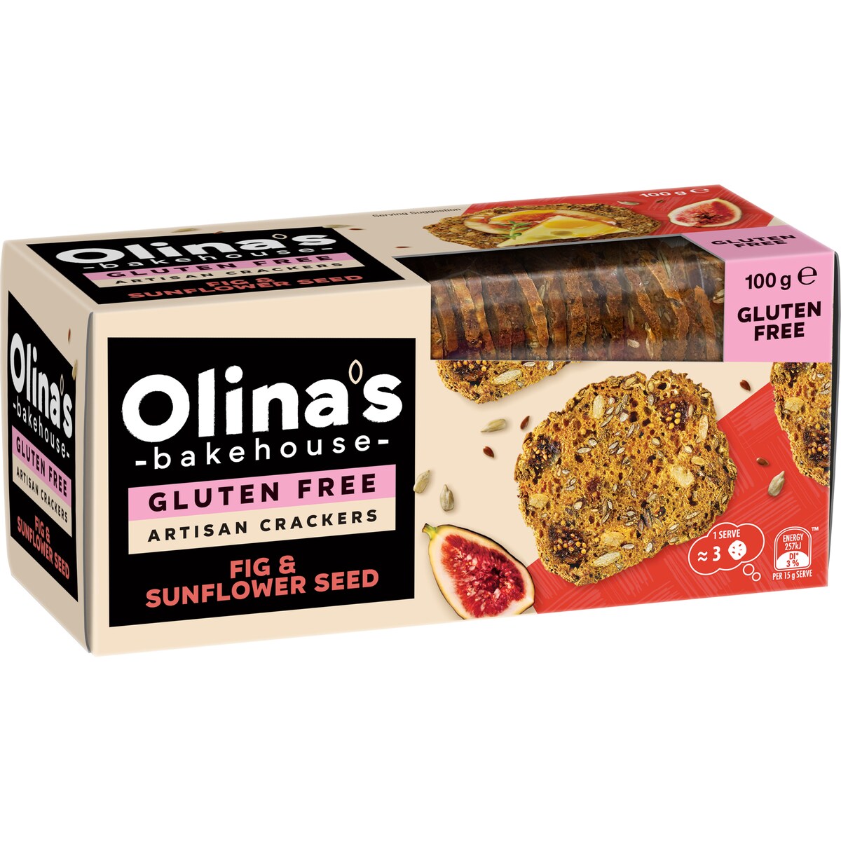 Olina's Bakehouse Gluten Free Sunflower Seed & Fig Cracker 100g