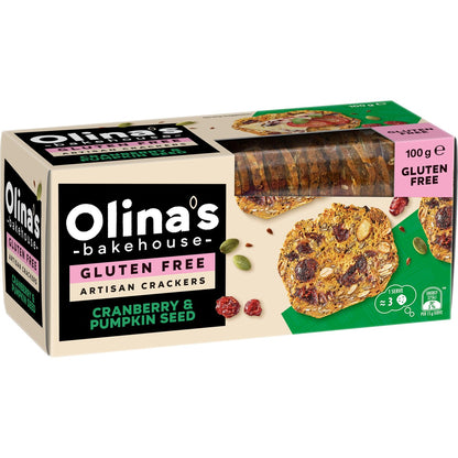 Olina's Bakehouse Gluten Free Cranberry Pumpkin Cracker 100g